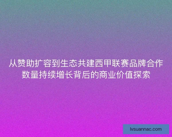 从赞助扩容到生态共建西甲联赛品牌合作数量持续增长背后的商业价值探索