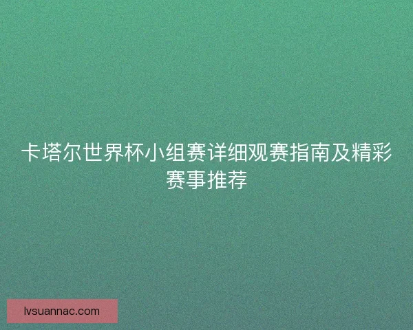 卡塔尔世界杯小组赛详细观赛指南及精彩赛事推荐